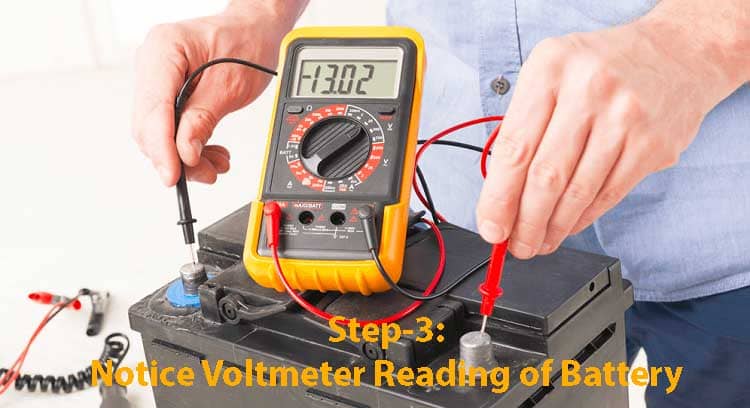 Step3-Notice Voltmeter Reading of Battery